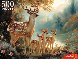 Пазл Рыжий Кот 500 деталей: Олени у озера
