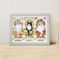 Пазл Pintoo 1200 деталей: Джачу. Три картины с кошками в стиле Альфонса Мухи