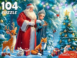 Пазл Рыжий Кот 104 деталей: Сказка у новогодней елки