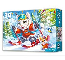 Пазл макси Рыжий Кот 30 деталей: Тигр на лыжах