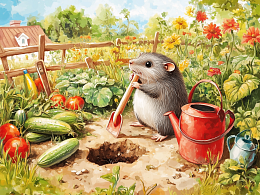 Пазл деревянный Алма 500 деталей. Дикие и симпатичные. Мышь и ее огород