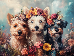 Пазл деревянный Алма 500 деталей. Пушистые создания. Три терьера