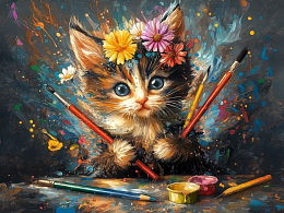 Пазл деревянный Алма 500 деталей Пушистые создания. Котенок и карандаши