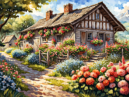 Пазл деревянный Алма 500 деталей Домик в деревне. Цветущий дом