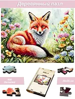 Пазл деревянный Алма 500 деталей Пушистые создания. Лиса в цветах