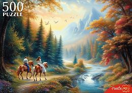 Пазл Рыжий Кот 500 деталей: Пара на лошадях в горах