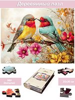 Пазл деревянный Алма 500 деталей Дикие и Симпатичные. Птички на ветке