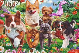 Пазл Рыжий Кот 2000 деталей: Бегущие щенки