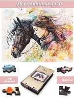Пазл деревянный Алма 500 деталей. Лошади. Мгновение единения