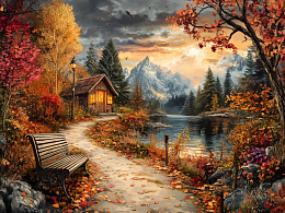 Пазл деревянный Алма 500 деталей. Волшебство природы. Осенний вечер в парке