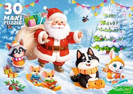 Пазл макси Рыжий Кот 30 деталей: Снежная горка