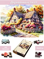 Пазл деревянный Алма 500 деталей Домик в деревне. Начало осени