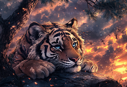 Пазл деревянный Алма ПРЕМИУМ 1000 деталей. Дикие и симпатичные. Тигр в лучах заката.