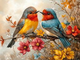 Пазл деревянный Алма 500 деталей Дикие и Симпатичные. Птички на ветке