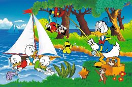Пазл Trefl 160 деталей: 40 лет Trefl - Приключение на берегу озера, Дональд Дак