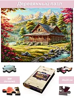 Пазл деревянный Алма 500 деталей Волшебство природы. Коттедж в горах