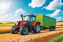 Пазл Trefl 100 деталей: Трактор с прицепом