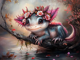 Пазл Алма деревянный 500 деталей. Дикие и симпатичные. Волшебный аксолотль