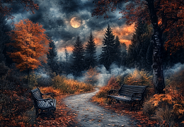 Пазл деревянный Алма 1000 деталей. Волшебство природы. Лунный свет в осеннем парке