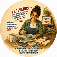 Пазл Алма деревянный круглый 142 детали. Винтажная коллекция. Увлечения - краски жизни.