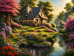 Пазл деревянный Алма 500 деталей Сказочные домики. Лесной коттедж