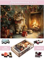 Пазл Алма деревянный 1000 деталей. Новый год. Мурлыкающее Рождество