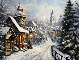 Пазл деревянный Алма 500 деталей. Города и страны. Снегопад в декабре.