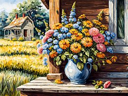 Пазл деревянный Алма 500 деталей Цветы и натюрморты. Большой полевой букет