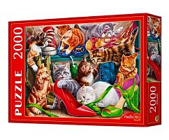 Пазл Рыжий Кот 2000 деталей: Котята на обувной полке