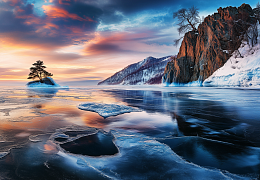 Пазл деревянный Алма ПРЕМИУМ 1000 деталей. Волшебство природы. Байкал в огнях заката