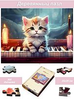 Пазл деревянный Алма 300 деталей Пушистые создания. Котенок №3