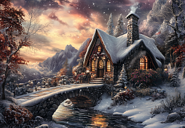 Пазл деревянный Алма 1000 деталей. Сказочные домики. Зимнее утро.