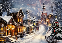Пазл деревянный Алма 1000 деталей. Города и страны. Зимний вечер в городе