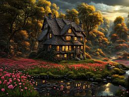 Пазл деревянный Алма 500 деталей Сказочные домики. Коттедж в ночи