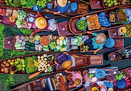 Пазл Clementoni 1000 деталей: Рынок на лодках в Таиланде