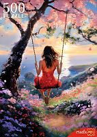 Пазл Рыжий Кот 500 деталей: Девушка на качелях (УЦЕНКА)