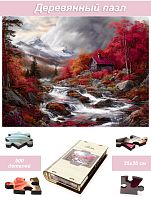 Пазл деревянный Алма 500 деталей. Волшебство природы. Дом у горного потока.