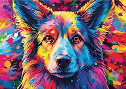 Алмазная мозаика без подрамника Рыжий Кот: Яркий щенок (полное заполнение)