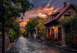 Пазл Алма деревянный 1000 деталей Города и страны. Дождливый вечер