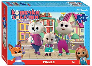 Пазл Step puzzle 104 деталей: Кошечки и собачки