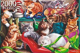 Пазл Рыжий Кот 2000 деталей: Котята на обувной полке