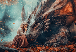 Пазл деревянный Алма 1000 деталей. Сказочный мир. Любовь дракона.