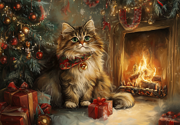 Пазл Алма деревянный 1000 деталей. Новый год. Мурлыкающее Рождество