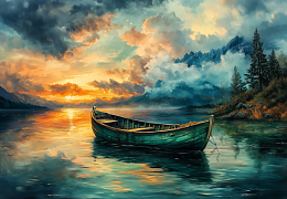 Пазл деревянный Алма ПРЕМИУМ 1000 деталей. Волшебство природы. Озеро, лодка и тишина