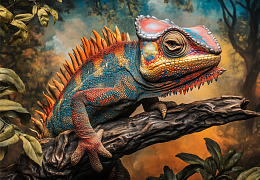 Пазл деревянный Алма 1000 деталей. Дикие и симпатичные. Хамелеон на ветке