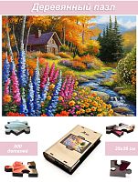Пазл Алма деревянный 500 деталей. Волшебство природы. Домик в цветущем краю