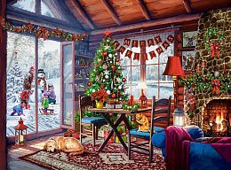 Пазл Castorland 2000 деталей: Рождественский домик