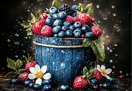 Пазл деревянный Алма 1000 деталей. Цветы и натюрморты. Ягодная корзинка