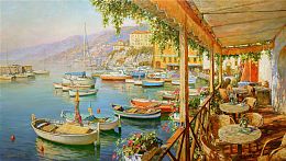 Пазл Фрея 1000 деталей: Завтрак в кафе у причала