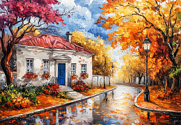 Пазл деревянный Алма 1000 деталей. Города и страны. Дождь в осеннем городе